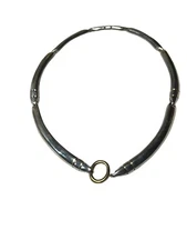 Modernist Skagen Denmark Necklace Sterling Silver & Gold Plated Front CLSP(N1161