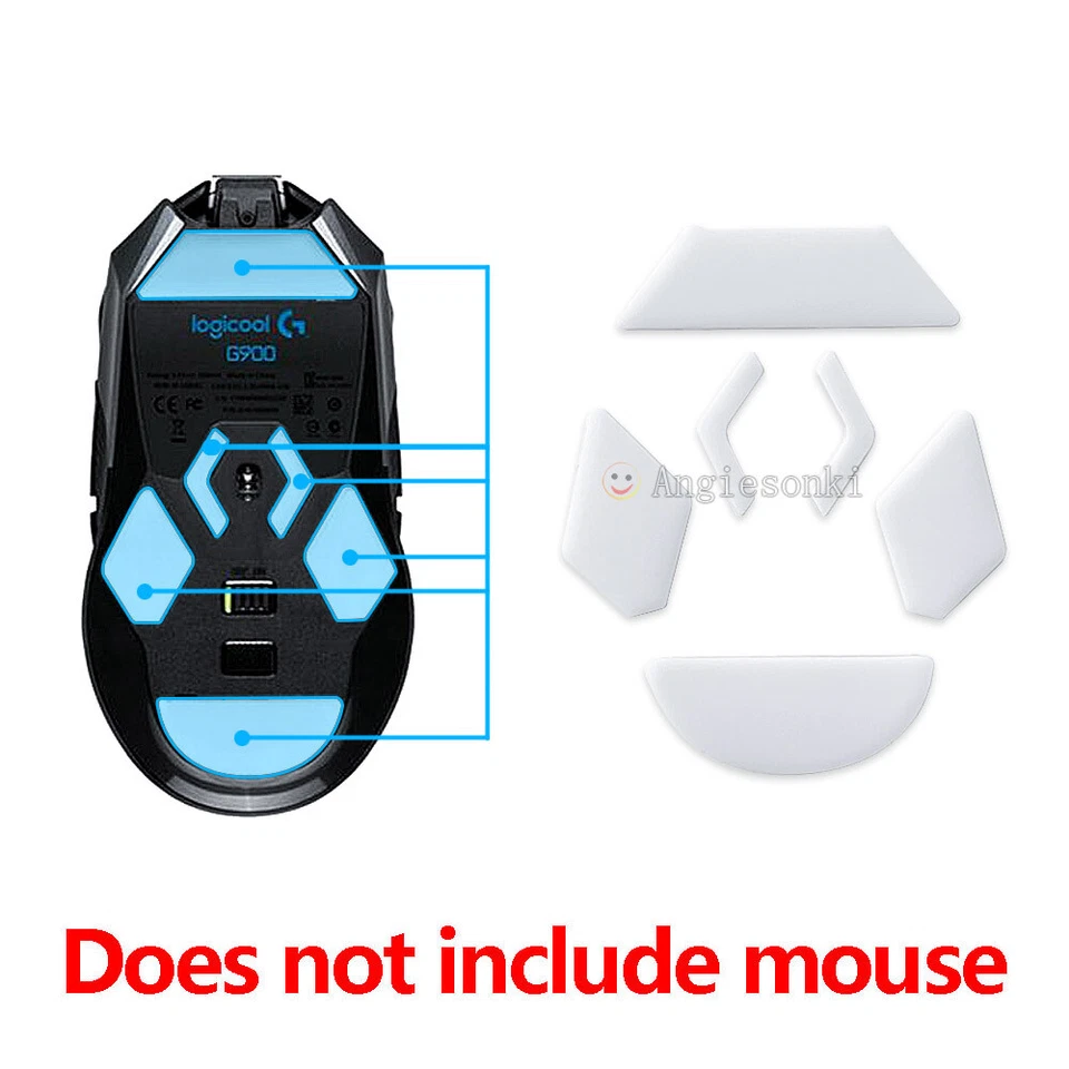 2 Sets White Rounded Curved Edges Mouse Feet Skates for Logitech G900 mouse - Image 4 of 4