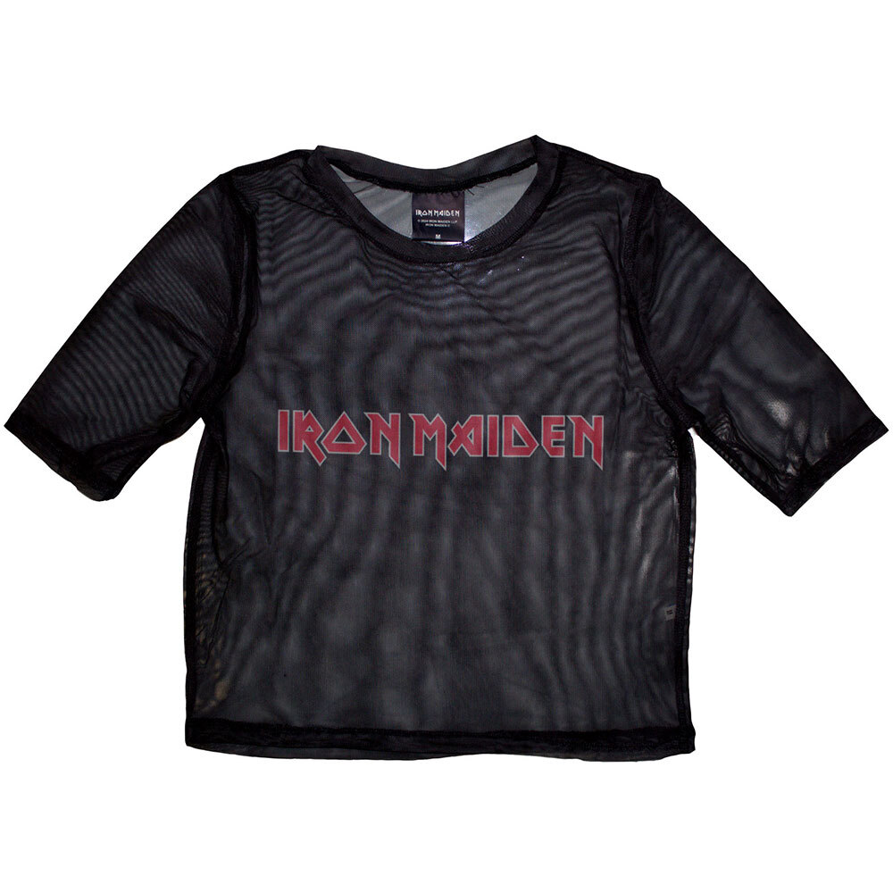 Iron Maiden Ladies Crop Top: Logo (Mesh) (Medium)