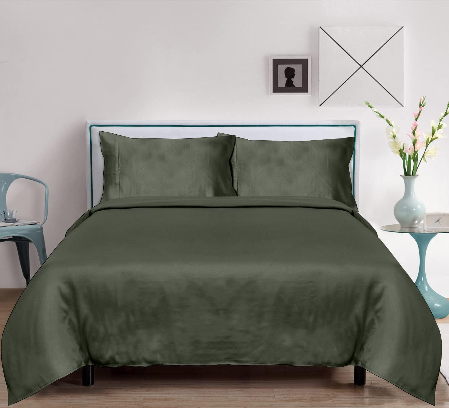 Duvet Cover Set Queen Size - Viscose Derived from Bamboo Soft, Breathable, Light-image