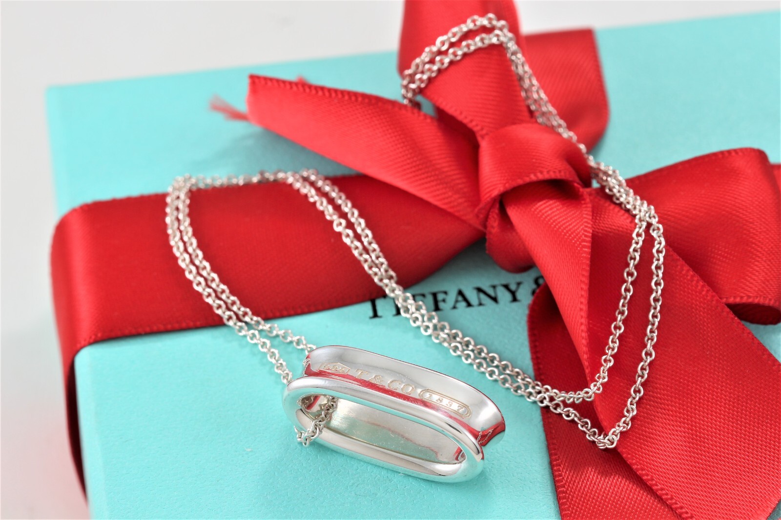 Tiffany & Co. 1837 Sterling Silver Loop Pendant 16" Chain Necklace