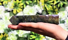 Large 165MM Natural Moss Agate Stone 4 Faceted Healing Power Obelisk Tower