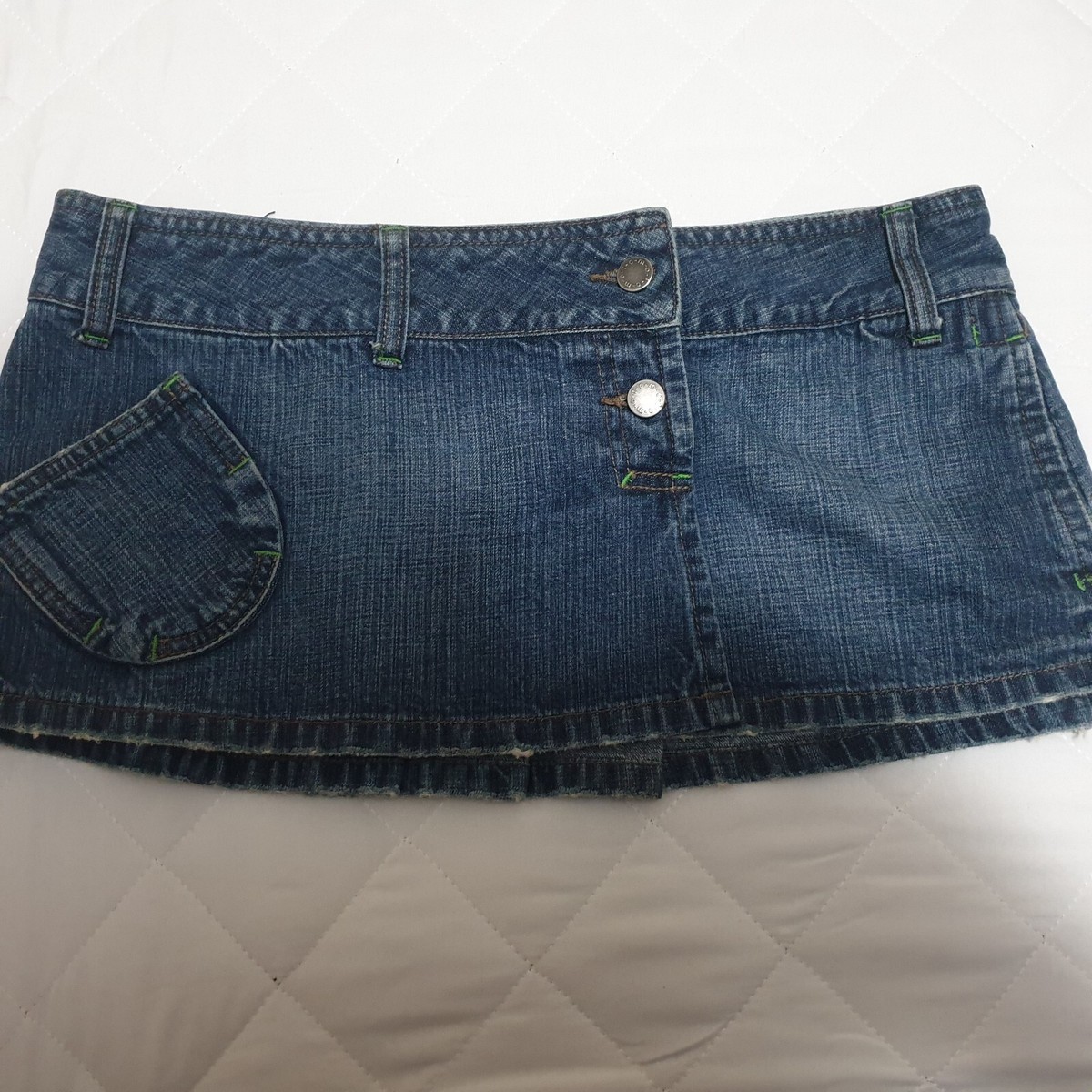 TOPSHOP PETITE MINI PLEATED DENIM MICRO SKIRT SIZE 12