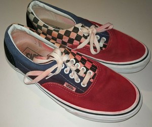 multi colored checkerboard vans