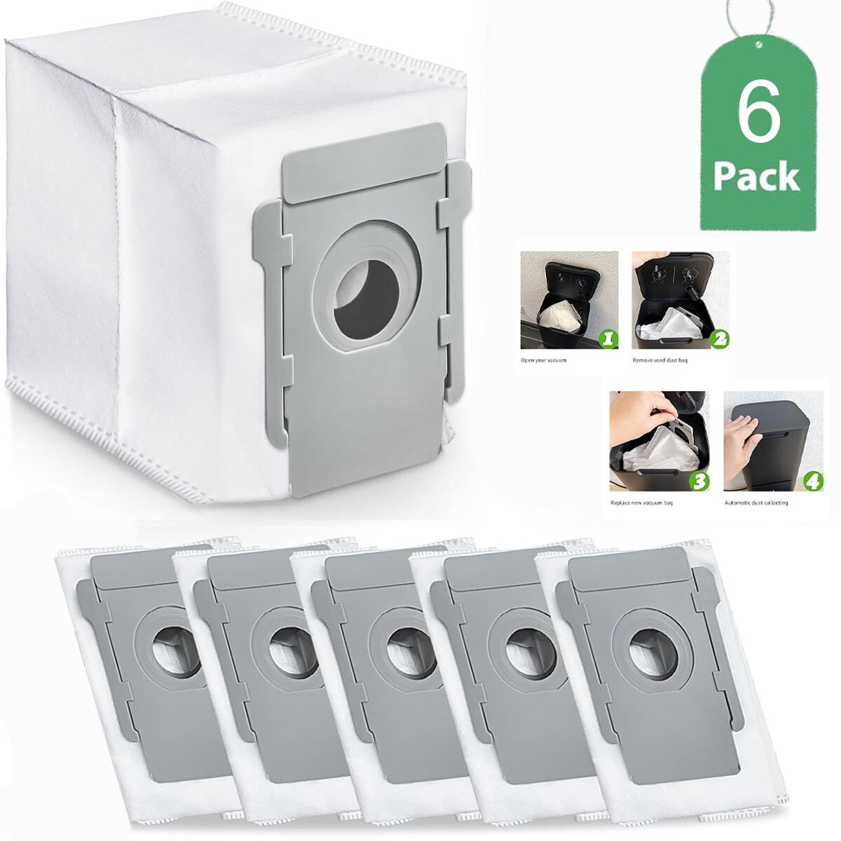 4 Pack Vacuum Cleaner Bags Dirt Disposal Bag Replacement For Irobot Roomba I2 I3 I3 I4 I4 I6 I6 I7 I7 I7plus I8 E5 E6 E7