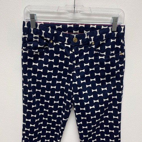 Kate Spade X Gap Kids Girls Navy White Bow Print Stretch Straight Ankle Pants 16 - Picture 2 of 9