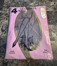 VINTAGE SHEER SEAMLESS STOCKINGS / NYLONS  SIZE 10. 4 PAIR. MICRO CINNAMON NEW