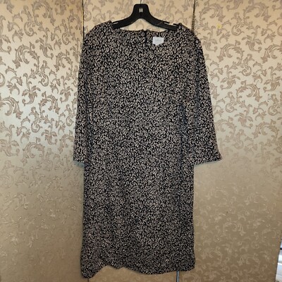 Chico's So Slimming NWT Brown Black Animal Jacquard Print Quinn Dress Size 2.5