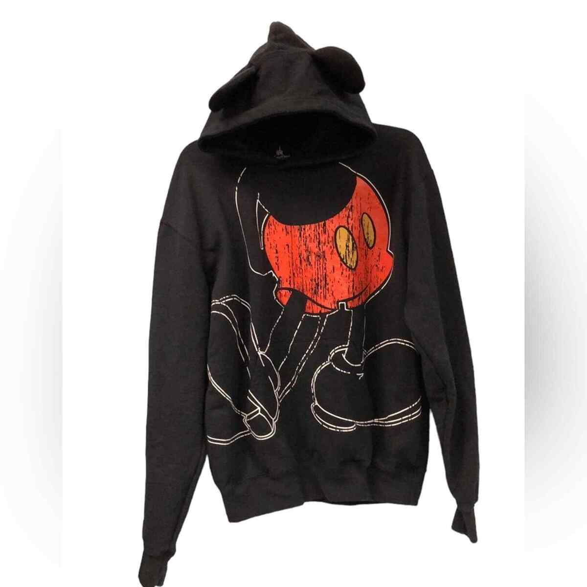 Mickey Mouse Hoodie With Ears Disney Parks Black M Medium Mickey Mouse Hoodie With Ears Disney Parks Black M Medium