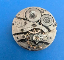VINTAGE 16 SIZE WALTHAM GRADE 645 MODEL 1908 POCKET WATCH MOVEVMENT PARTS