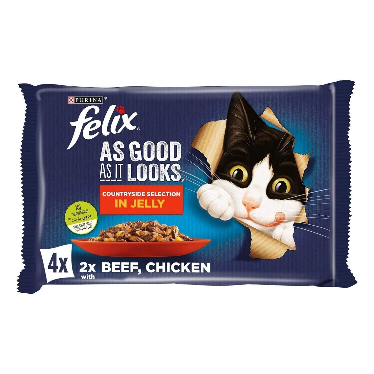 Felix Beef Chicken Wet Cat Food Pouch 85g Pack of 4 Free Shipping Worldwide