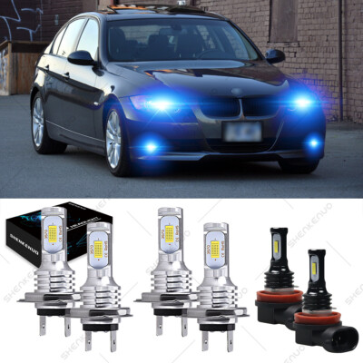 For BMW 328i 2007-2016 6x Bulbs LED Headlights High/Low Beams + Fog Lights 8000K