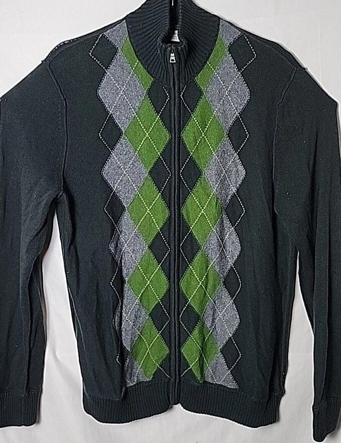 Banana Republic Men L Luxury Blend Cashmere Rabbit Hair Full Zip Diamond Sweater - Image 2 of 4