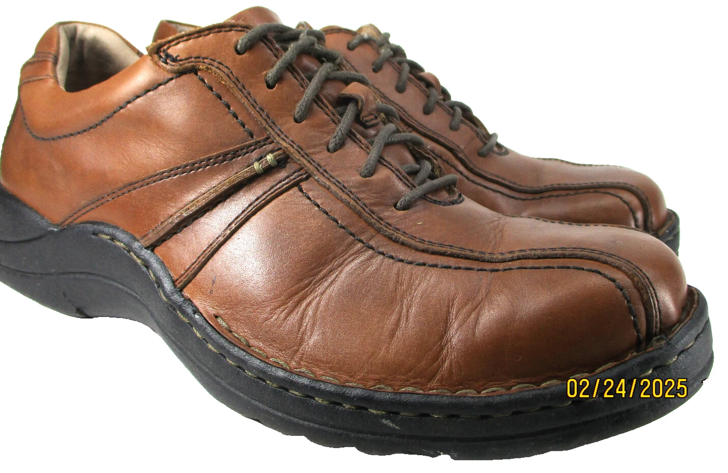 CLARKS Scarpe Clark uomo pelle marrone taglia 10 5 stile M 79221 0906 suole gomma Cina