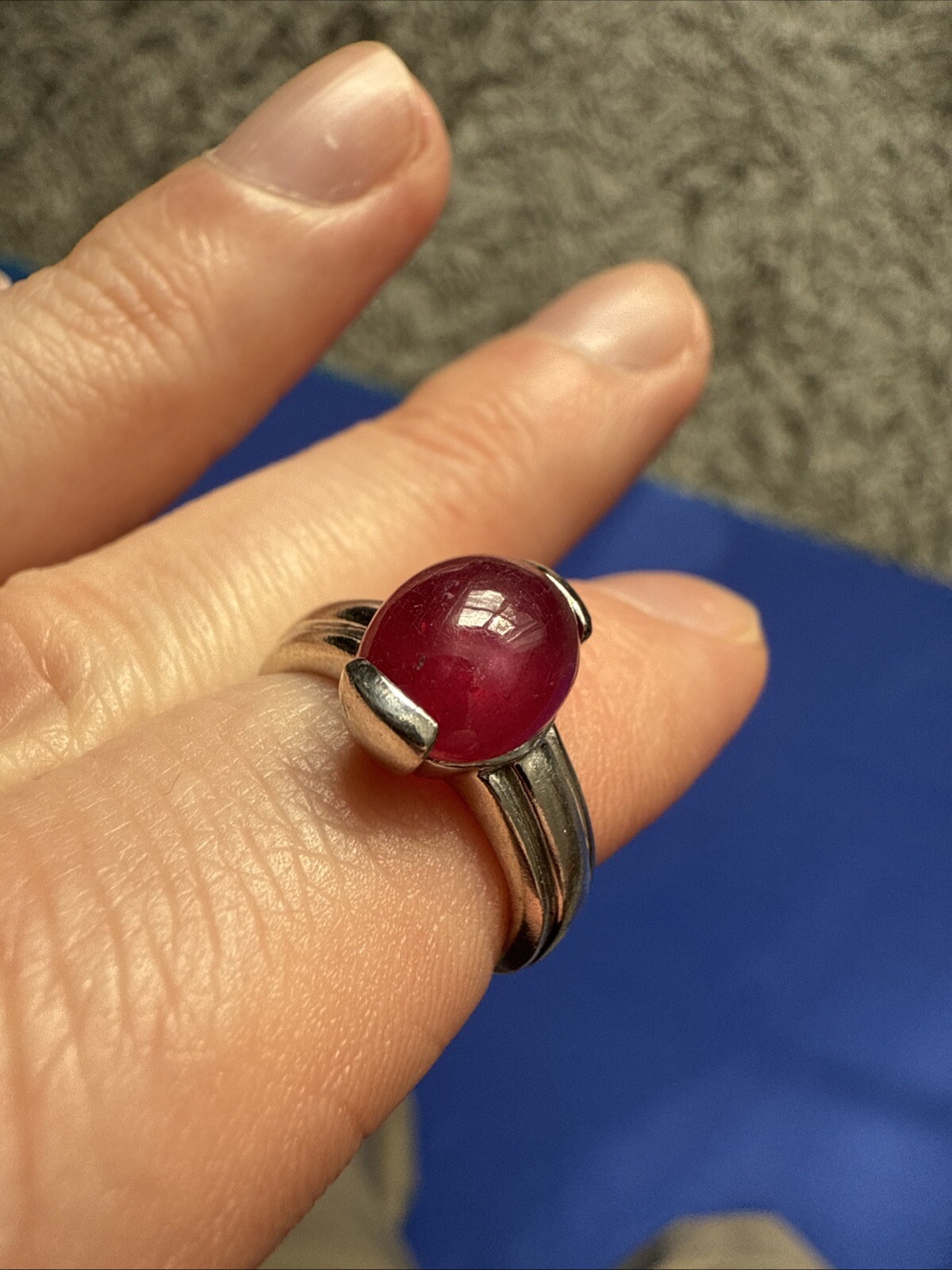 Sterling Silver Lab Created Star Ruby Cabochon Ri… - image 17