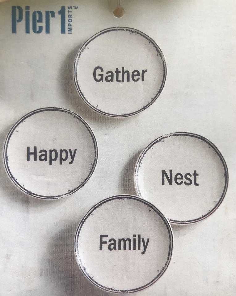 Импортные закусочные тарелки Pier 1 4 штуки Gather Family Happy Nest 6 дюймов круглые НОВЫЕ - Изображение 3 из 4