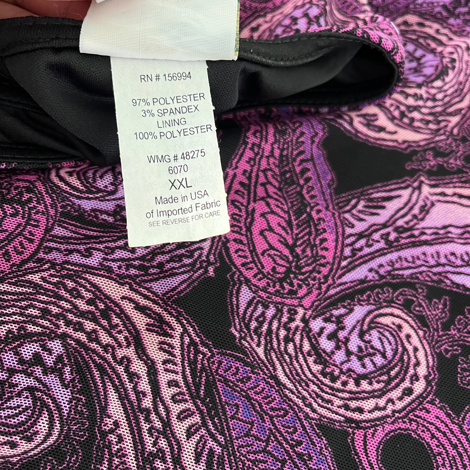 Collections ETC. Womens Tunic Top Size 2XL Purple Paisley Round Neck Bell Sleeve