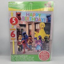 Sesame Street Birthday Scene Setter Wall Decorating 5pc Photo Background Kit NEW