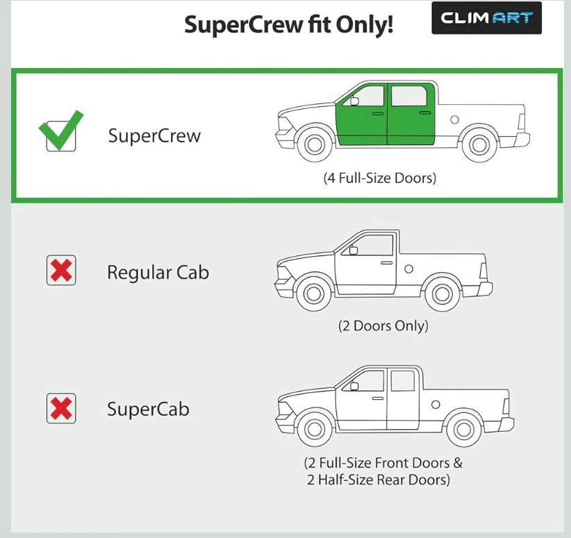 Deflectores de ventana lateral protectores de lluvia para 17-25 Ford F250-F550 Super Duty SuperCrew Foto 4 de 4