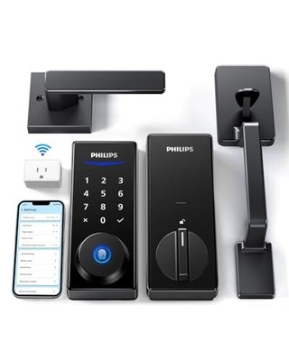  Wi-Fi Smart Lock with Handle, Keyless Entry Keypad Door Lock Lock + Handle