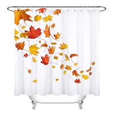 Fall Falling Maple Leaf Shower Curtain Autumn Theme Red Orange Yellow Concise...