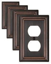 ZILLSEA Metal Wall Plates, Decorative Switch Plates 1 Duplex 4PK, Aged Bronze 