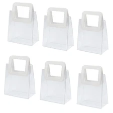 LONG XIN SERIES 6 Pcs Clear Gift Bag with Handle Transparent Plastic Heavy Du...