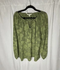 The Pioneer Woman Green Floral Keyhole Blouse Size Large