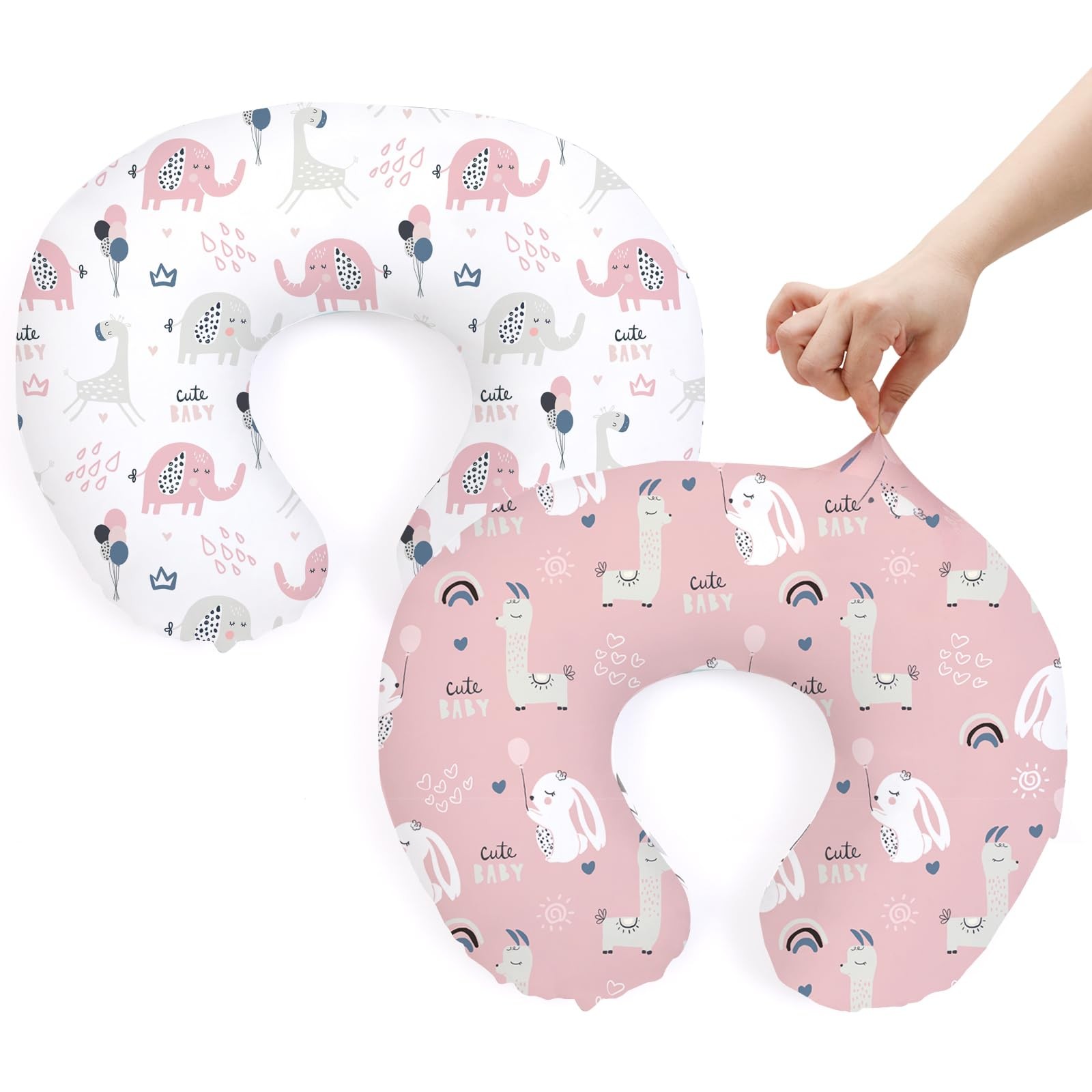 Baby Nursing Pillow Covers: 2-Pack Soft Slipcovers for Breastfeeding Pillows ...-image