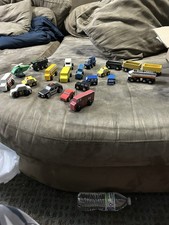 Lot Of 20 VINTAGE Wooden Trains Cars handmade crafted Vehicles