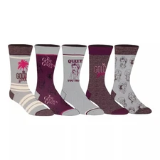 The Golden Girls Socks Mens Size 8-12 Gray Purple Casual Crew 5 Pair Bioworld TV