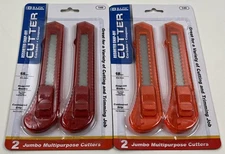 2 Pack BAZIC Retractable Multipurpose Utility Knife, Box Cutter Red & Orange