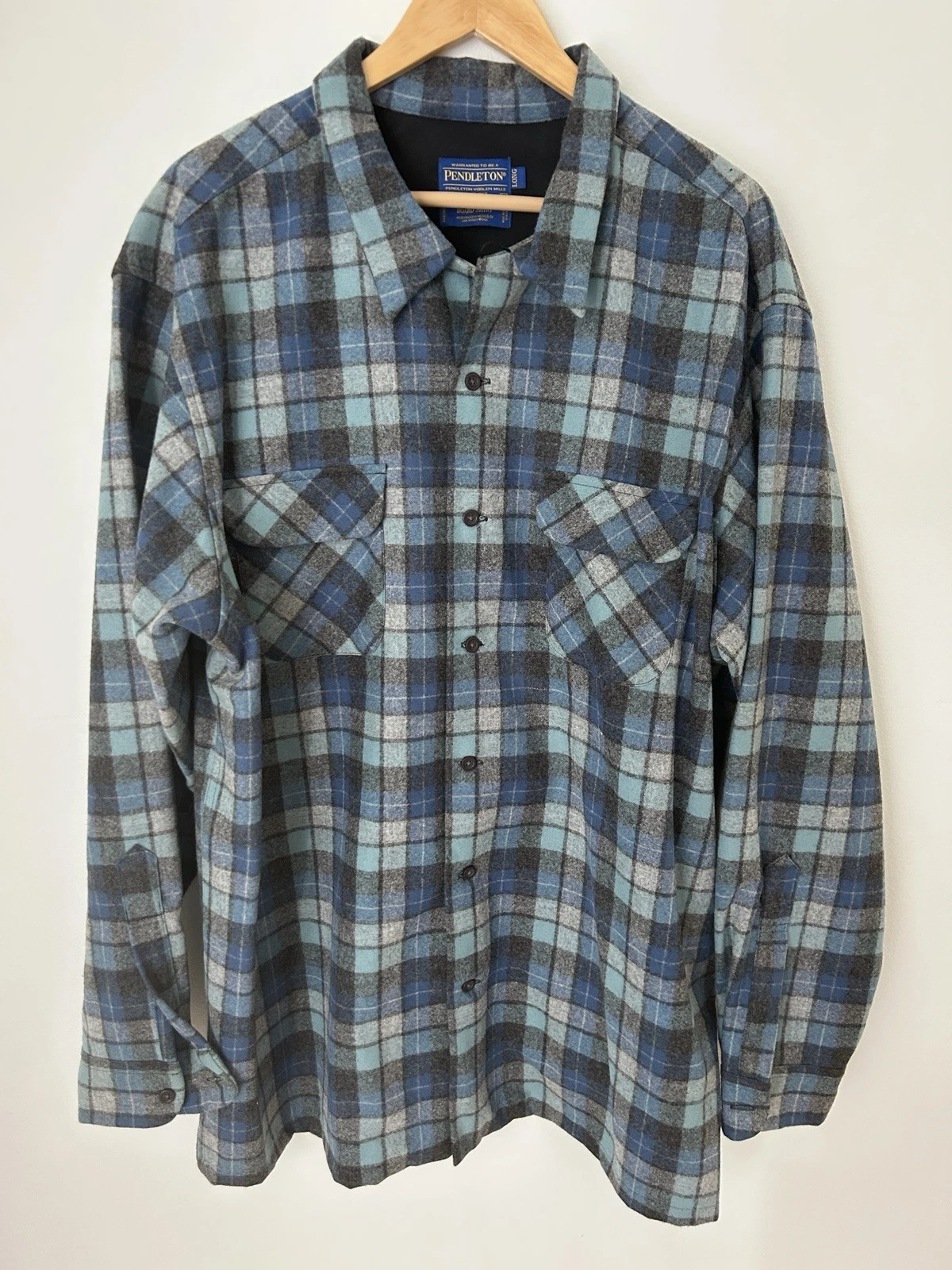 PENDLETON Wool Beach Boys Shadow Ombre Plaid Board Shirt Size XXL Long (18)