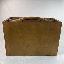 Vintage Solid Wood Magazine Record Rack Handmade Floor Standing Organizer 16.75"