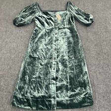 J. Crew Puff Sleeve Velvet Midi Dress Green Womens Size 10 Falls Hollidays New