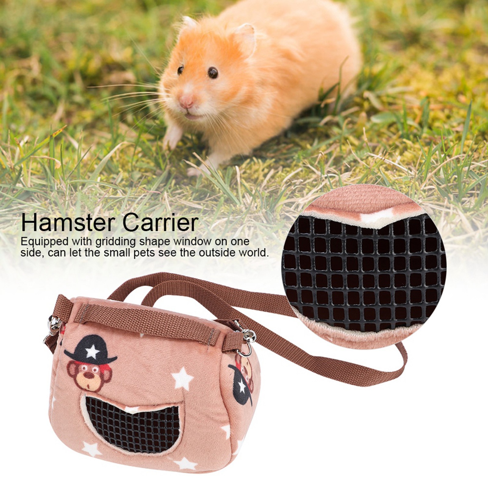 ¦Coffee Flannelette Portable Breathable Pet Hamster Carrier Outgoing Bag For