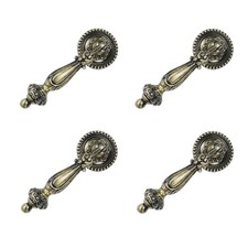 4Pcs Cabinet Tear Drop Pull Knobs Pendant Antique Decorative Handle Zinc Allo...