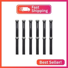 12 Pack 1 x 12 Inches Hook and Loop Reusable Fastening Cable Tie Down Straps by