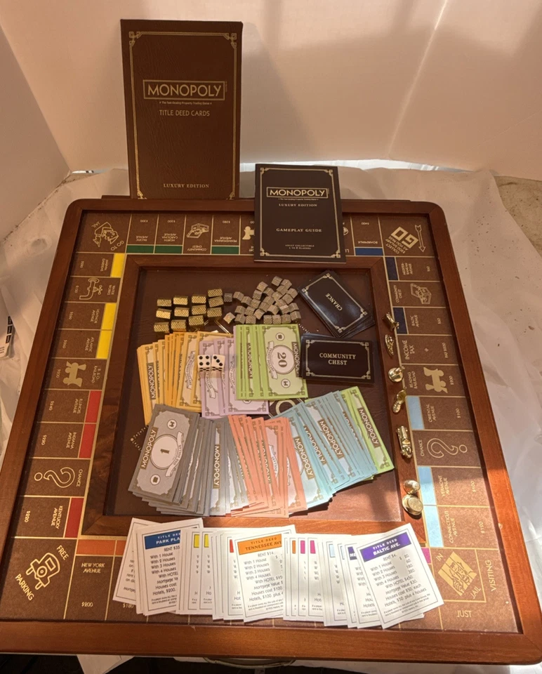 Burl Wood Monopoly Luxury Edition Wooden Board Game - Image 2 of 4