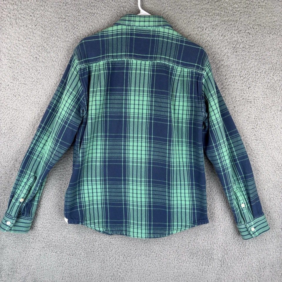 外已知毯子衬衫男式小号绿色蓝色格子棉法兰绒户外 — 第 3/4 张图片