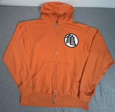 Dragon Ball Z Hoodie Mens Medium Orange Goku Kame Go Kanji Full Zip Gi Anime
