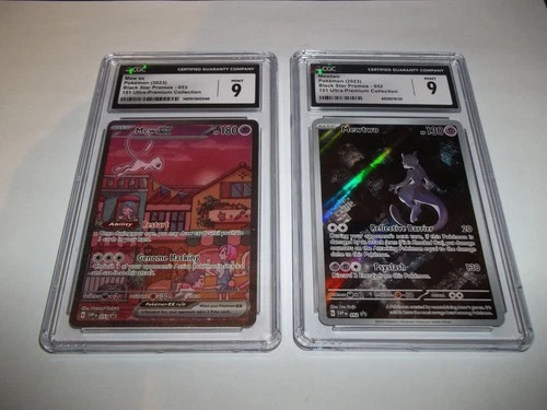 Pokemon 151 UPC Black Star Promo Set Mew 053 Mewtwo 052 CGC 9 Mint! not PSA