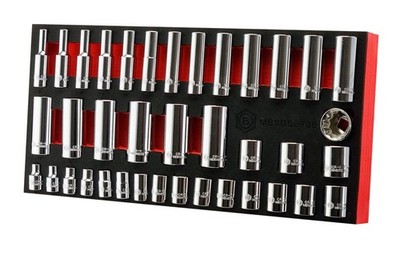38-teiliges 3/8 Zoll Dr. Standard & tiefer Steckschlüsselsatz (12 Punkt) 6-24 mm von Britool Hallmark