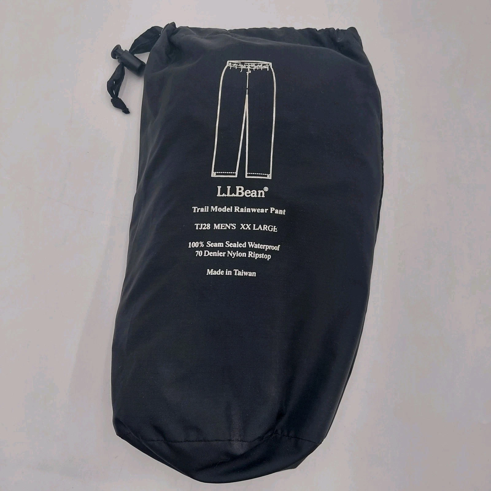 L.L. Bean Mens Trail Model Rain Pants T328 Waterproof 2XL Nylon Ripstop Packable