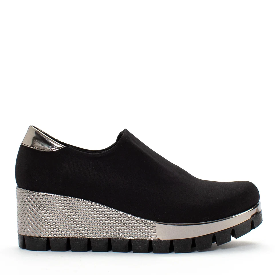 Damen Leder Schuhe Keilabsatz Schwarz Ohne Verschluss Sommer - Bild 2 von 4