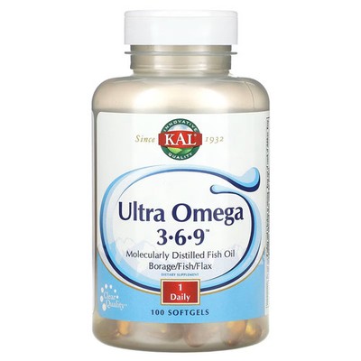 2 X KAL, Ultra Omega 3-6-9, 100 Softgels