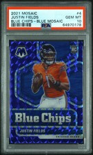 2021 Panini Mosaic Blue Chips Justin Fields #4 PSA 10 Rookie RC /99 Blue