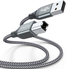 2-Pack 5FT USB Printer Cable USB-A to B for HP Canon Brother Epson Grey
