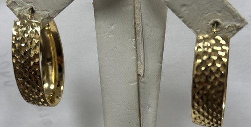 Vintage 925 Gold Vermeil Over Sterling Silver Hoop Hinged Earrings Hinged Lock. - Picture 6 of 11