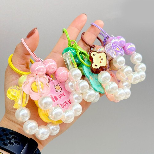 Pearl Beaded Bracelet Phone Chain Colorful Lanyard Flower Butterfly Phone Charm - Zdjęcie 6 z 18